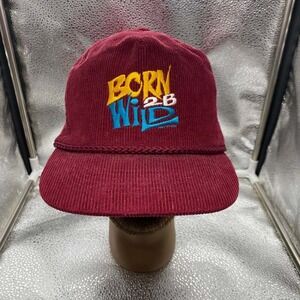KC Born‎ 2B Wild Hat Mens OSFA Maroon Corduroy Snapback Rope Trucker Cap